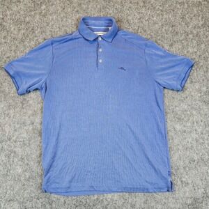 Tommy Bahama Island Zone Polo Shirt Men M Purple Textured Golf Casual Breathable